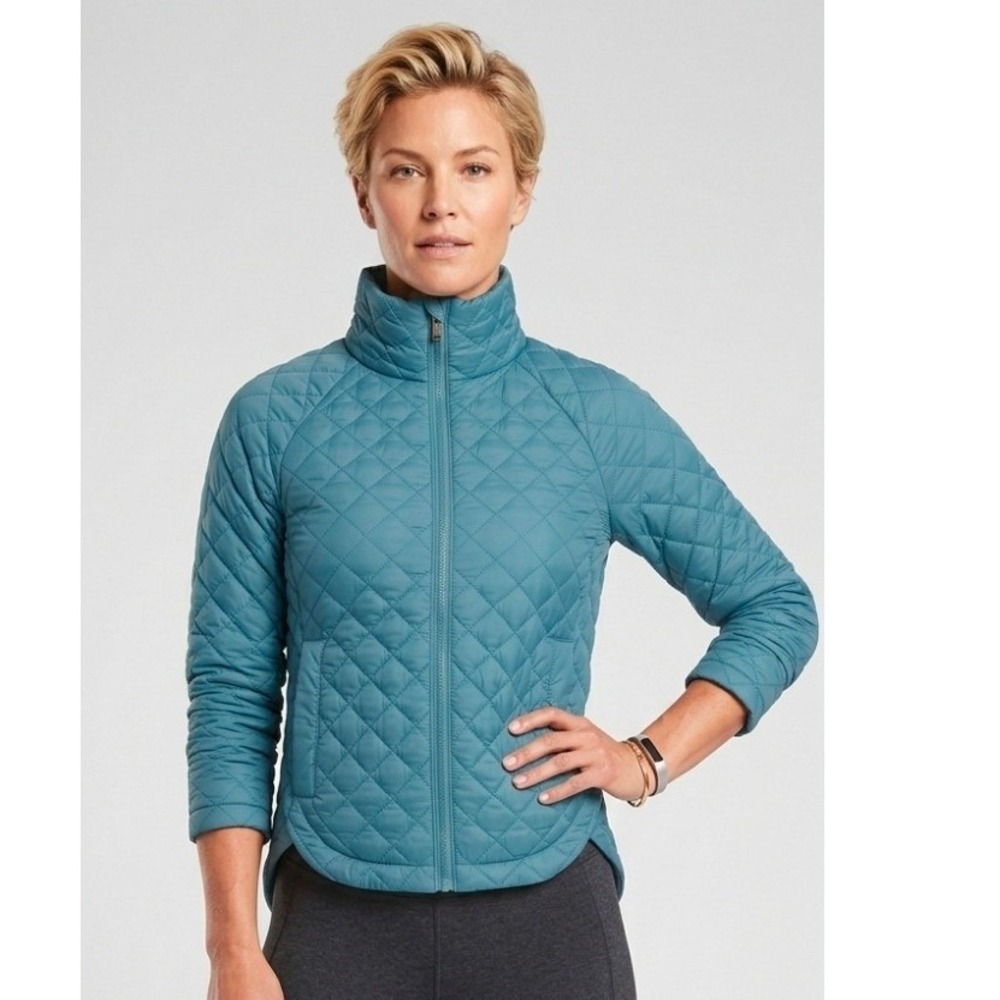 Athleta Borealis Aqua Green Whisper Featherless Jacket Size S Quilted Insulated